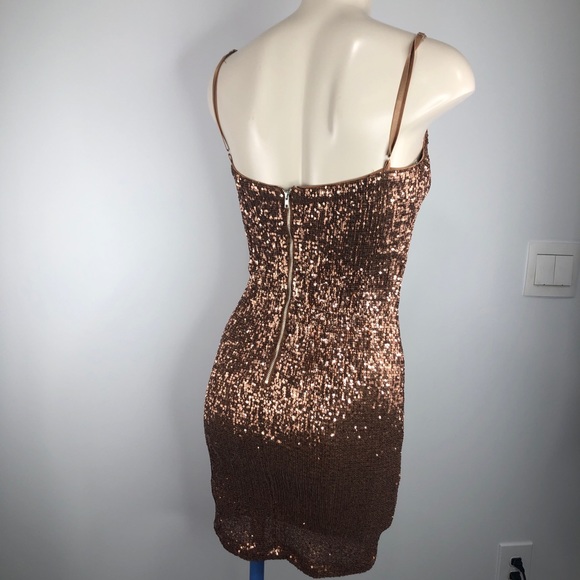 HONEY BUM sexy sequin BRONZE COPPER Dress Small - Picture 6 of 9